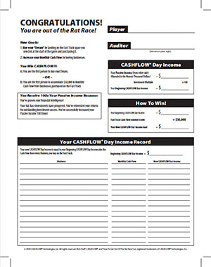 CASHFLOW board game Fast Track financial statement