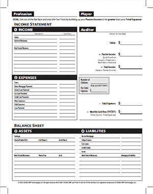 CASHFLOW board game financial statement